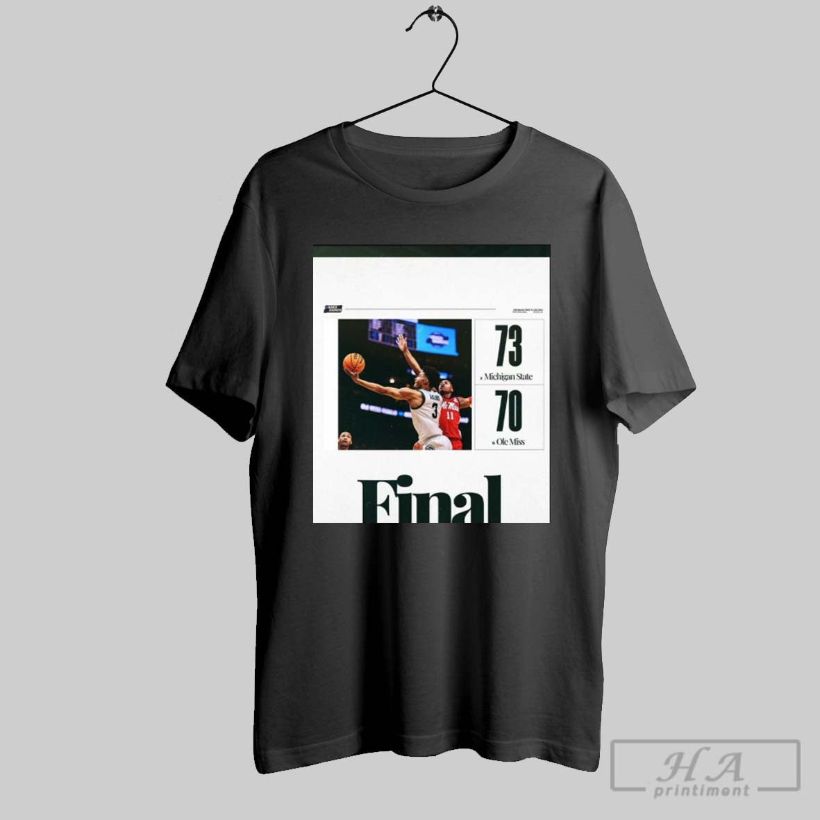 Official Michigan State Spartans Basketball Win 73 70 - Adult & Kids T-Shirts, Sweatshirts & Hoodies apparel design preview 1