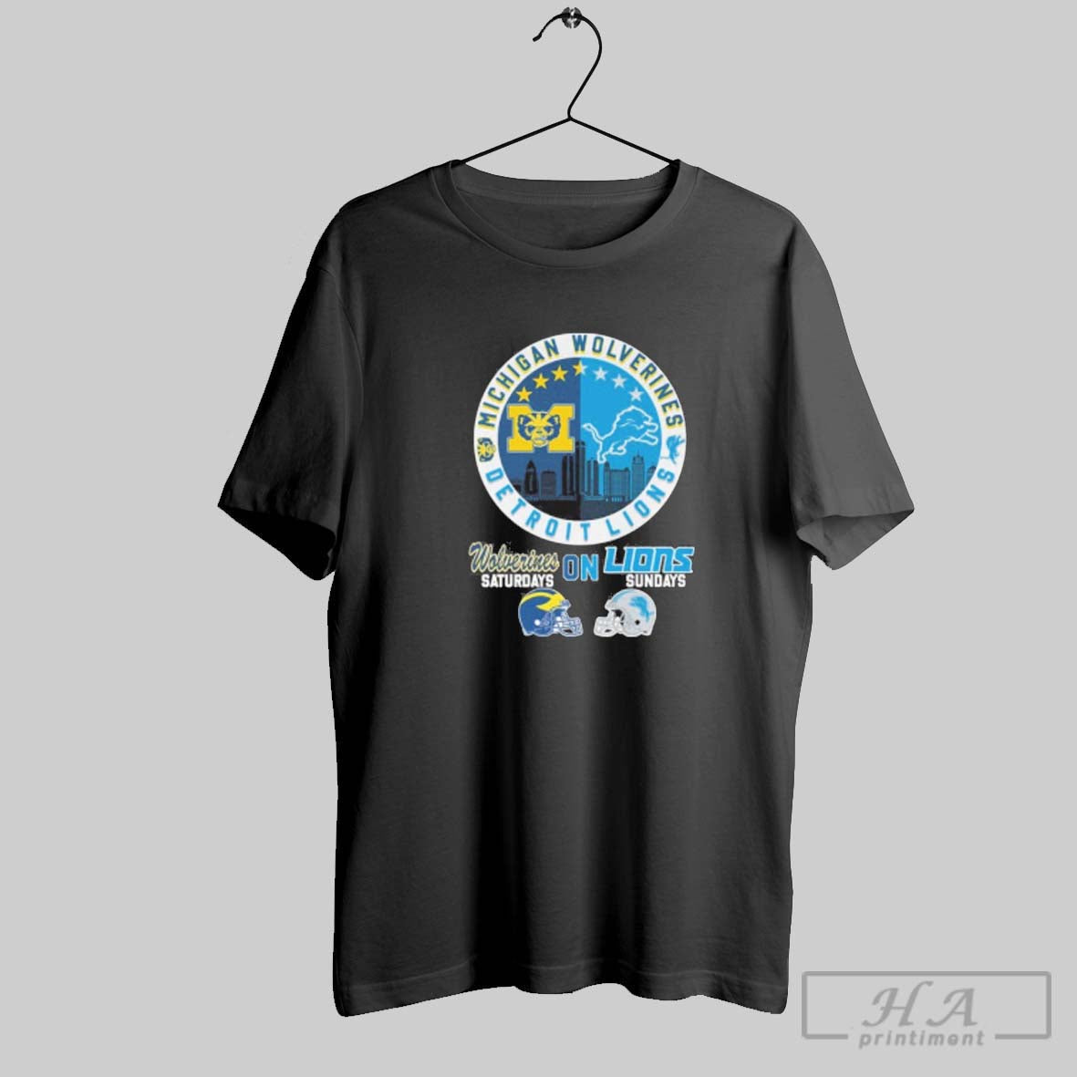 Official Michigan Wolverines Saturdays On Lions - Adult & Kids T-Shirts, Sweatshirts & Hoodies apparel design preview 1
