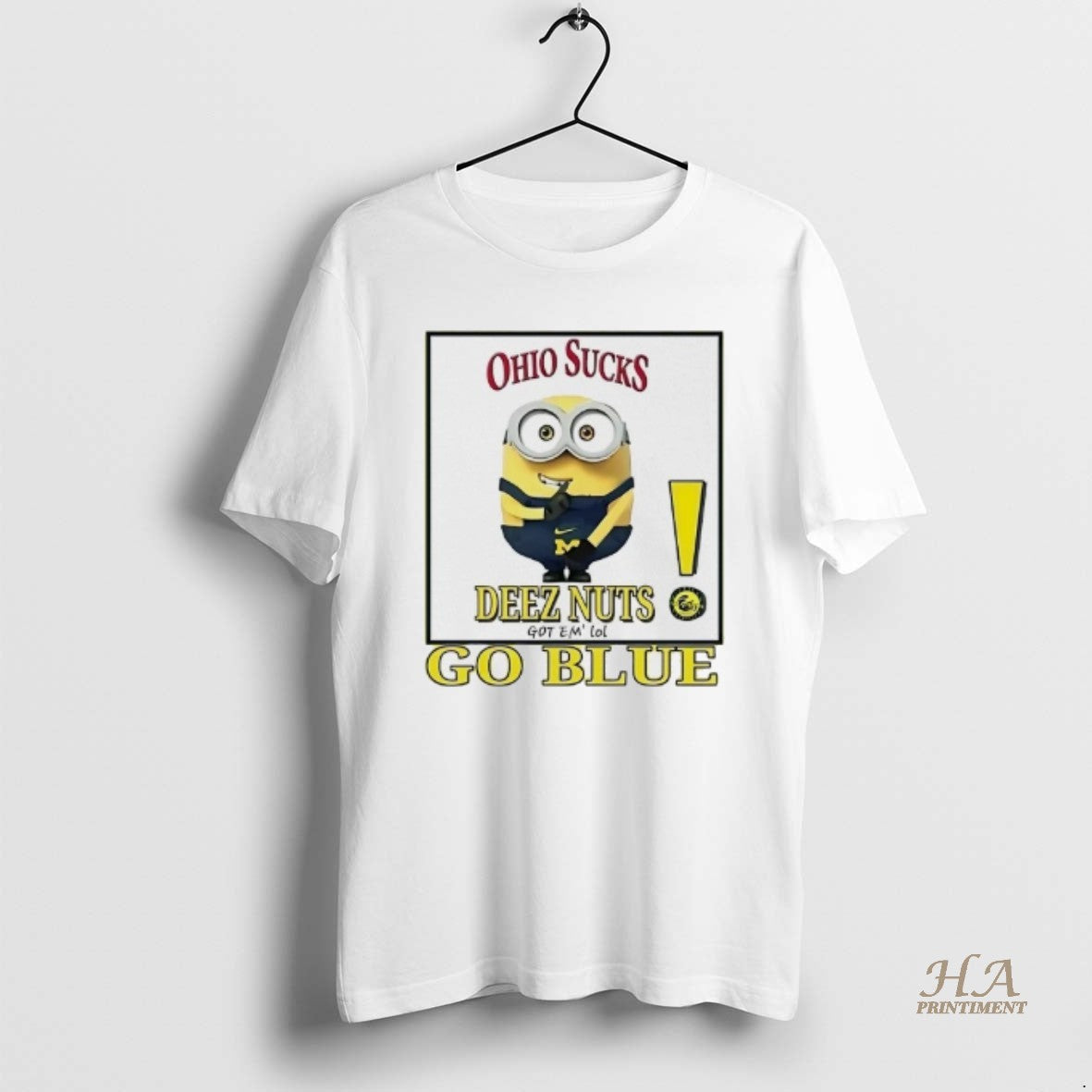 Official Minion Wolverines Go Blue Deez Nut Got Em - Adult & Kids T-Shirts, Sweatshirts & Hoodies apparel design preview 1