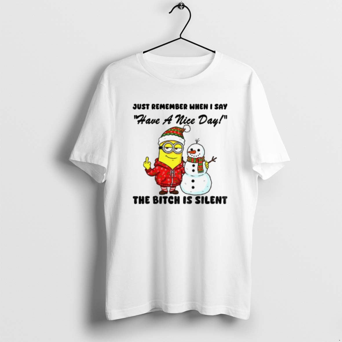 Official Minion And Snowman Middle Finger Just - Adult & Kids T-Shirts, Sweatshirts & Hoodies apparel design preview 1
