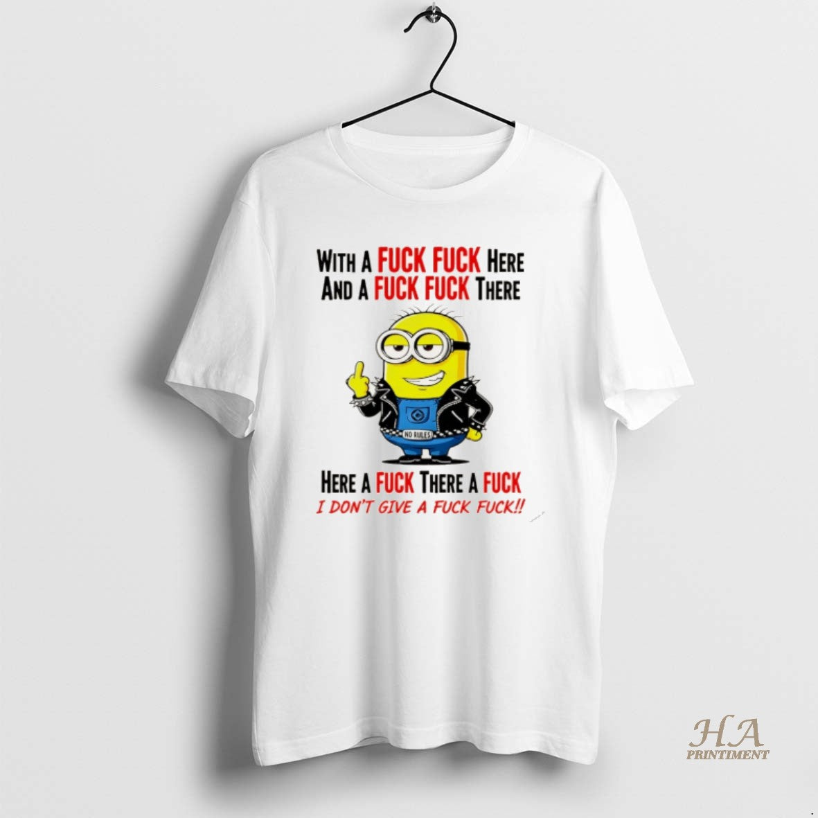 Official Minion With A Fck Here And There Christmas - Adult & Kids T-Shirts, Sweatshirts & Hoodies apparel design preview 1