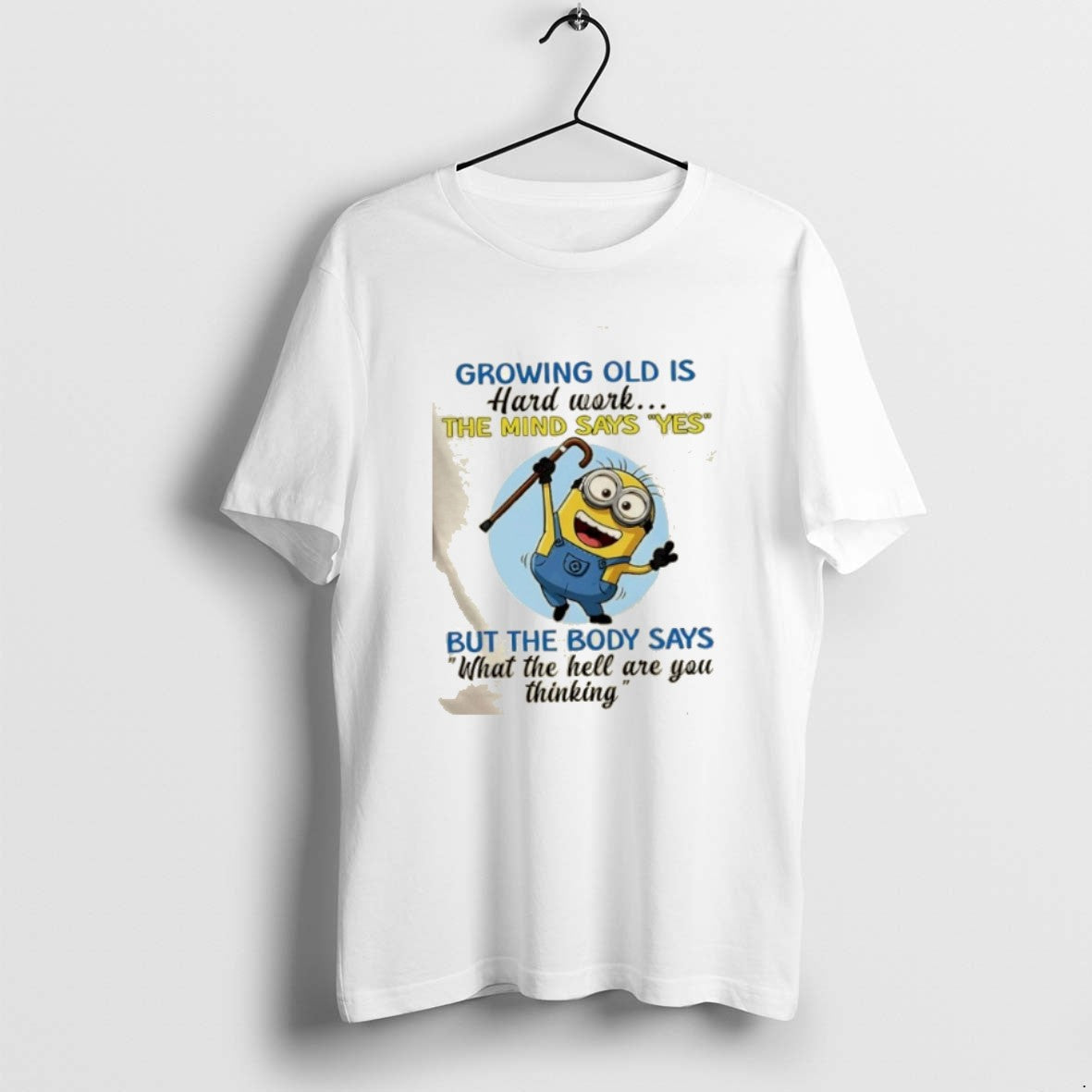 Official Minions Growing Old Is Hard Work The Mind - Adult & Kids T-Shirts, Sweatshirts & Hoodies apparel design preview 1