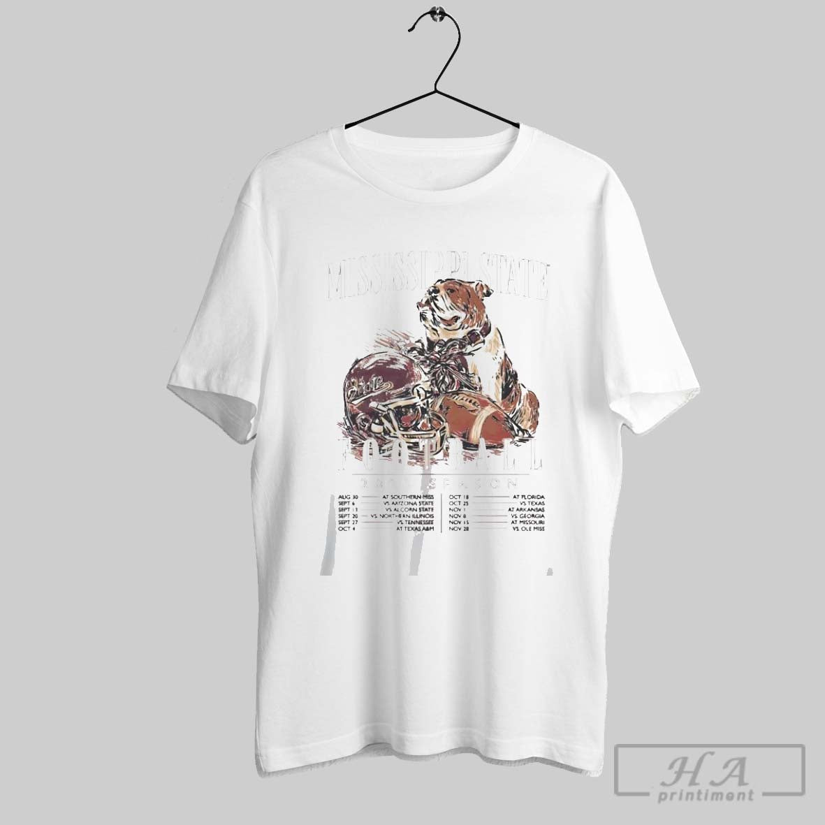 Official Mississippi State Football Schedule 2025 - Adult & Kids T-Shirts, Sweatshirts & Hoodies apparel design preview 1