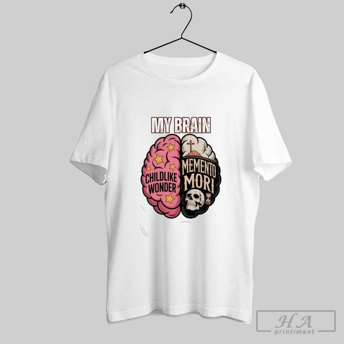 Official My Brain Childlike Wonder Memento Mori Skull - Adult & Kids T-Shirts, Sweatshirts & Hoodies apparel design preview 1