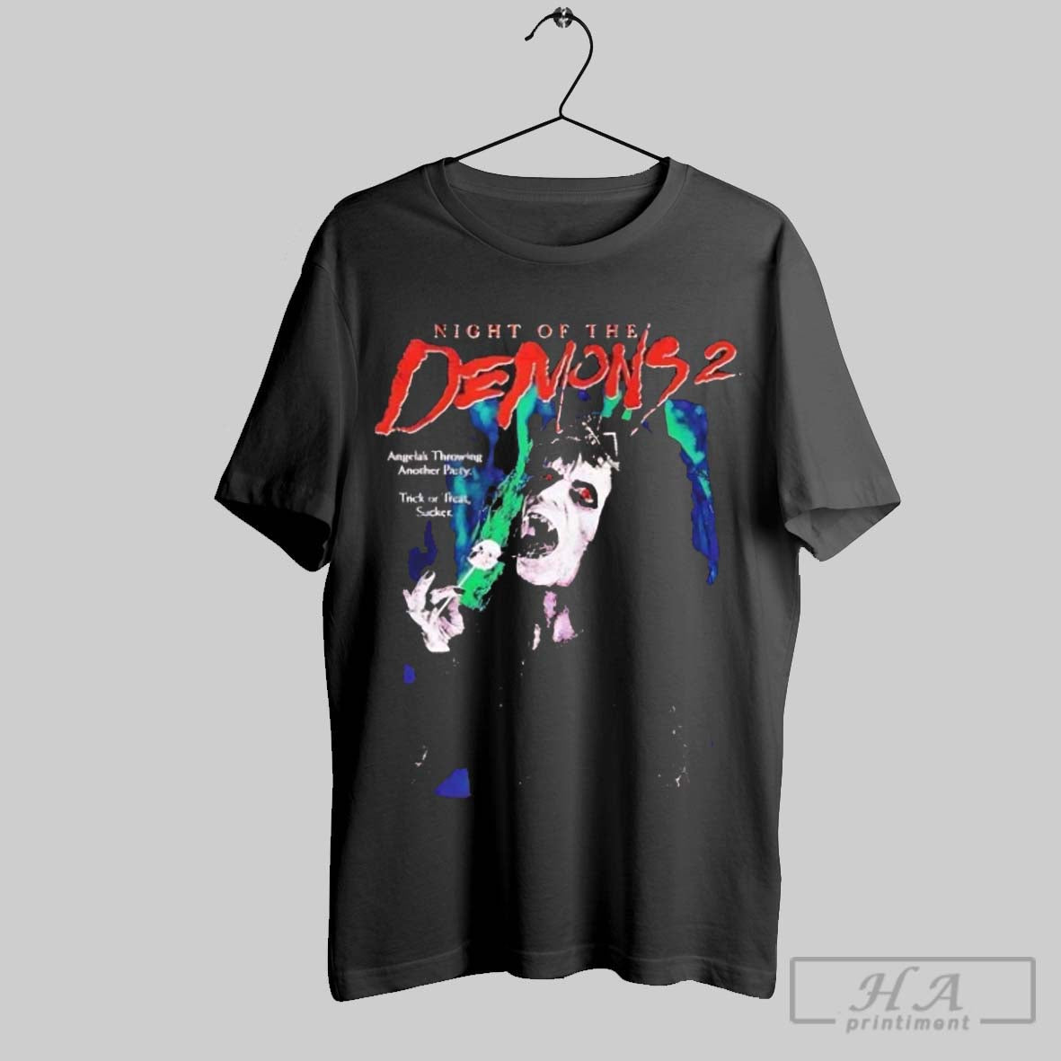 Official Night Of The Demons 2 Angelas Throwing - Adult & Kids T-Shirts, Sweatshirts & Hoodies apparel design preview 1