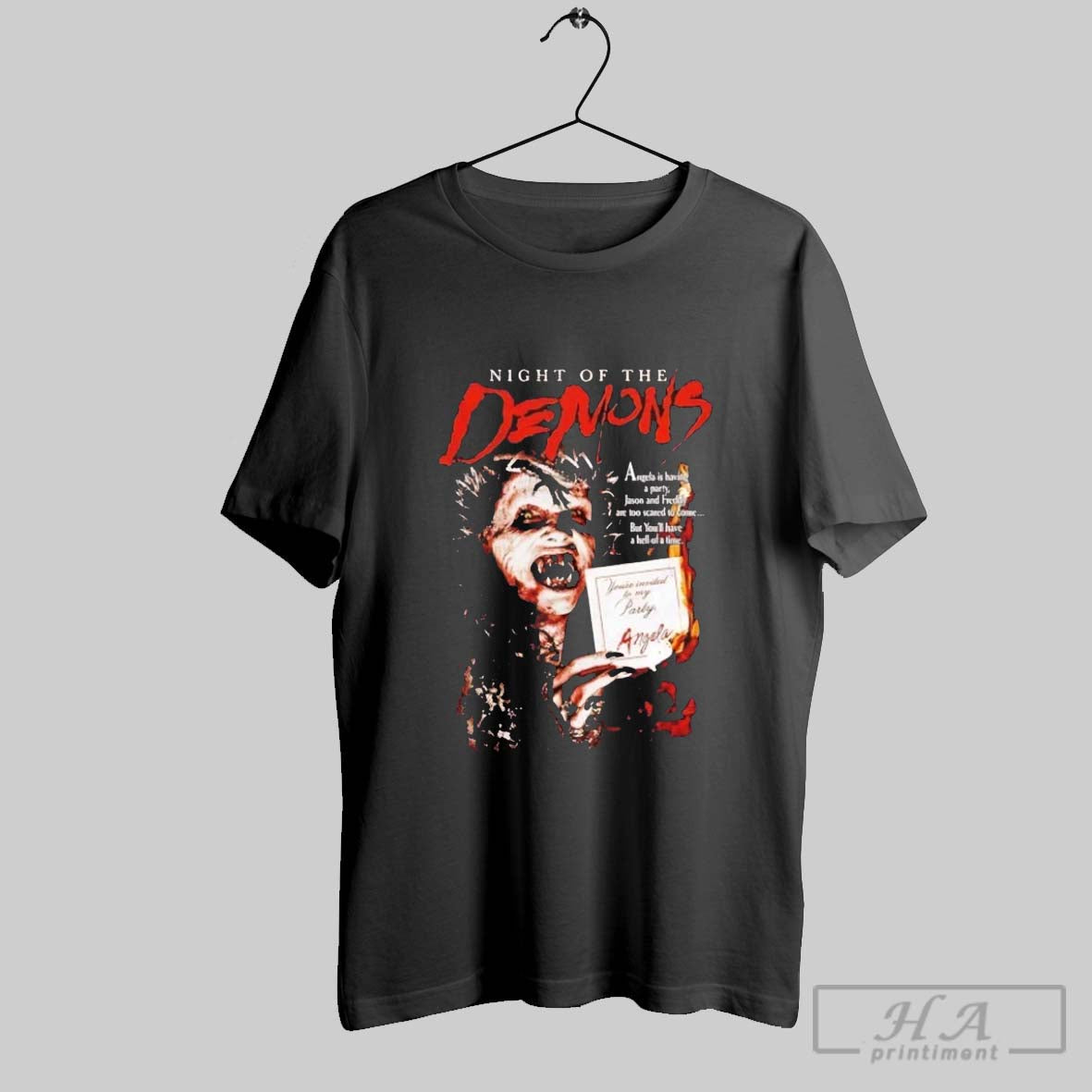 Official Night Of The Demons 3 Angela Is Having A - Adult & Kids T-Shirts, Sweatshirts & Hoodies apparel design preview 1