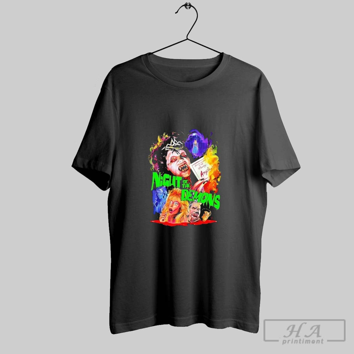 Official Night Of The Demons Partys Just Begun - Adult & Kids T-Shirts, Sweatshirts & Hoodies apparel design preview 1