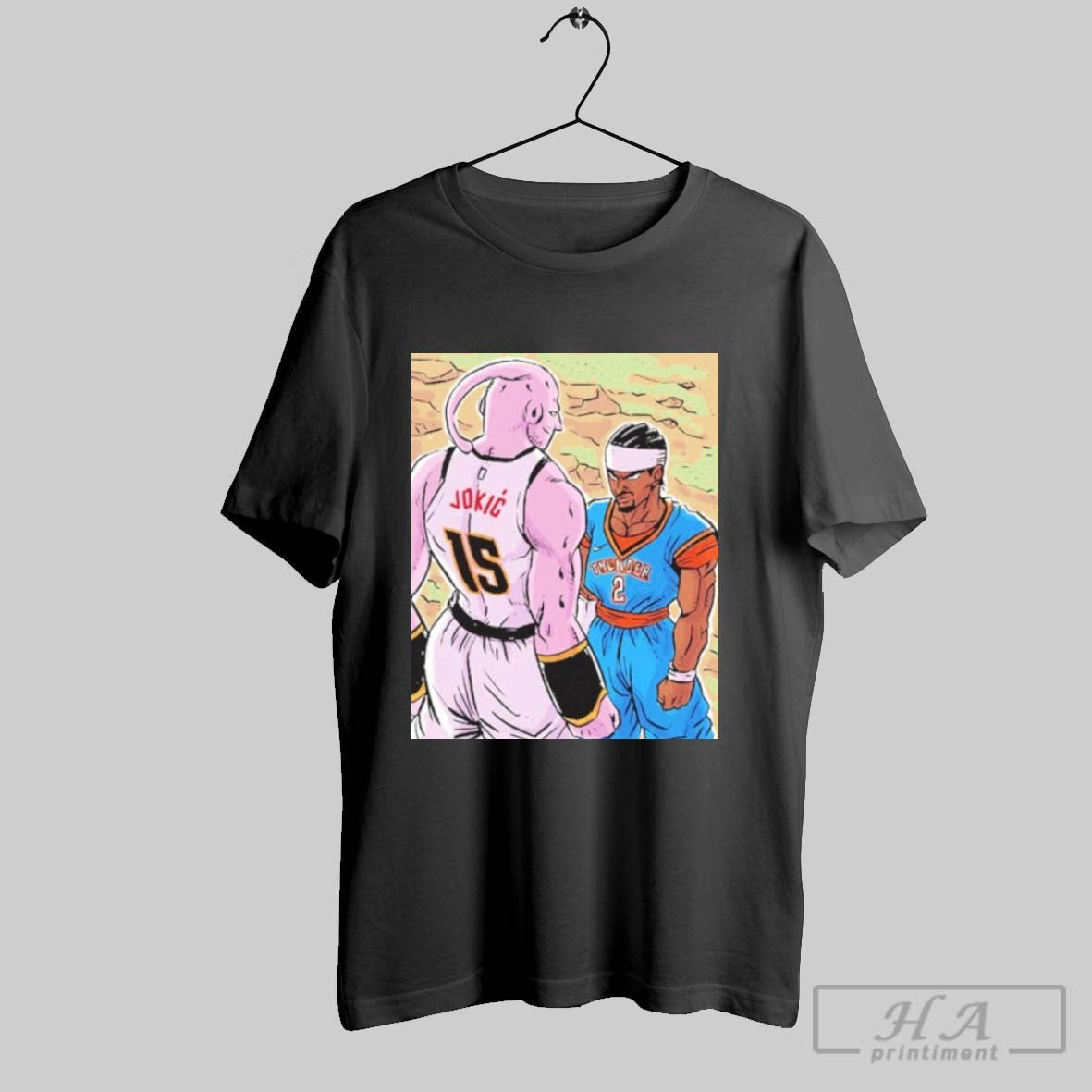 Official Nikola Jokic Denver Nuggets Vs Shai Gilgeous - Adult & Kids T-Shirts, Sweatshirts & Hoodies apparel design preview 1