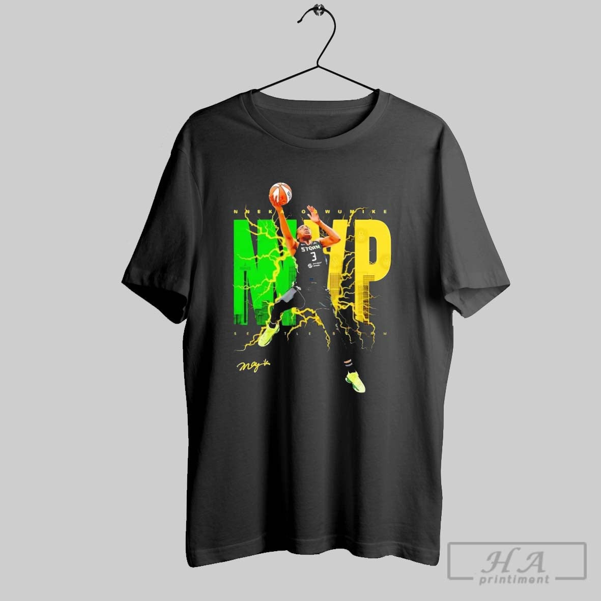 Official Nneka Ogwumike Jump Shot Mvp Seattle Storm - Adult & Kids T-Shirts, Sweatshirts & Hoodies apparel design preview 1