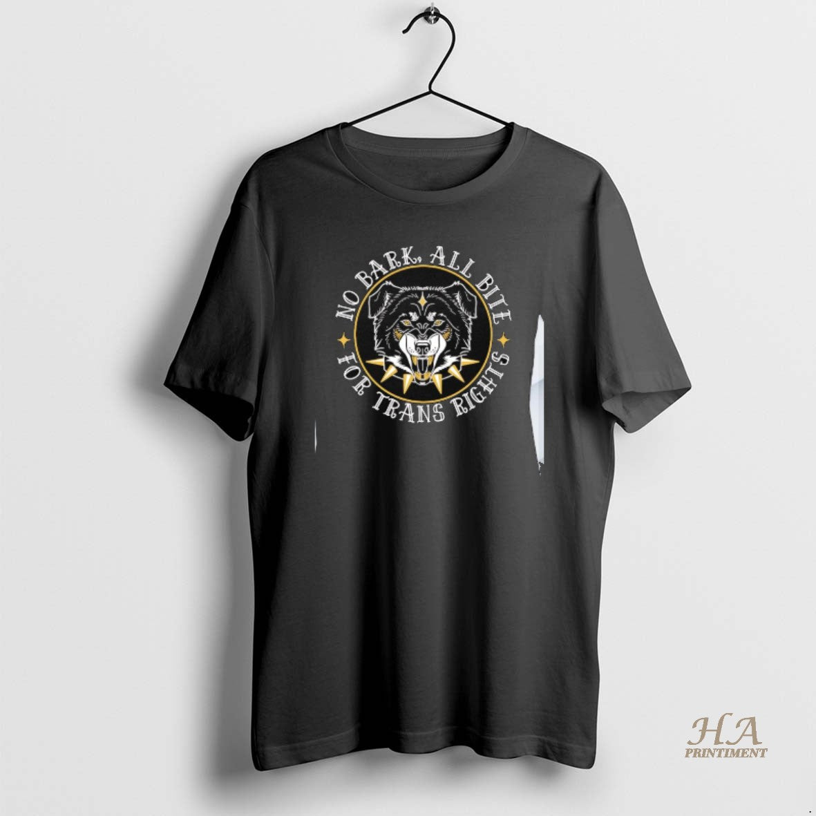 Official No Bark All Bite For Trans Rights Fierce Dog - Adult & Kids T-Shirts, Sweatshirts & Hoodies apparel design preview 1