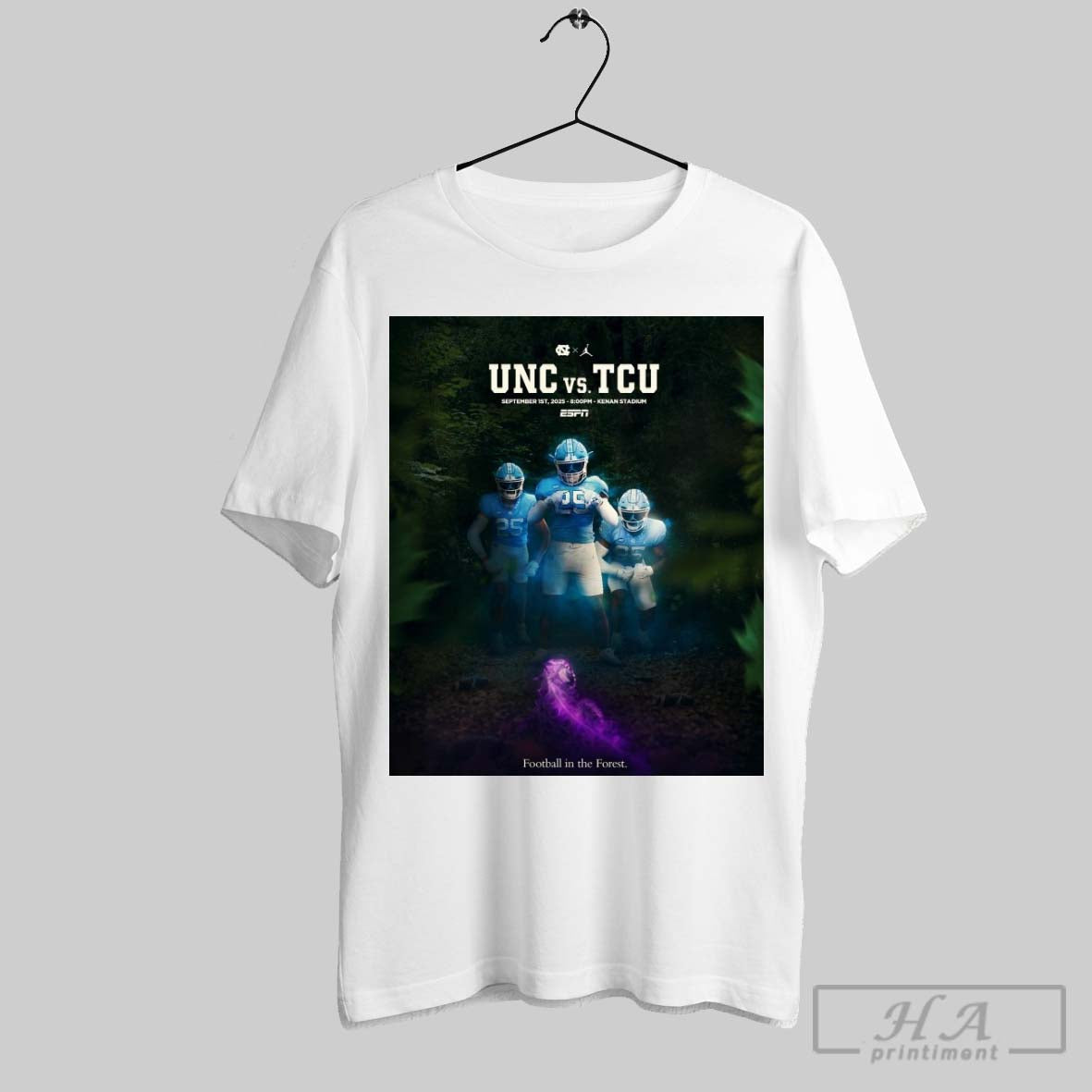 Official North Carolina Tar Heels Vs Tcu Horned Frogs - Adult & Kids T-Shirts, Sweatshirts & Hoodies apparel design preview 1