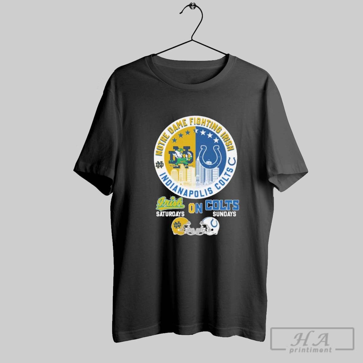 Official Notre Dame On Saturdays Colts Sundays 2025 - Adult & Kids T-Shirts, Sweatshirts & Hoodies apparel design preview 1