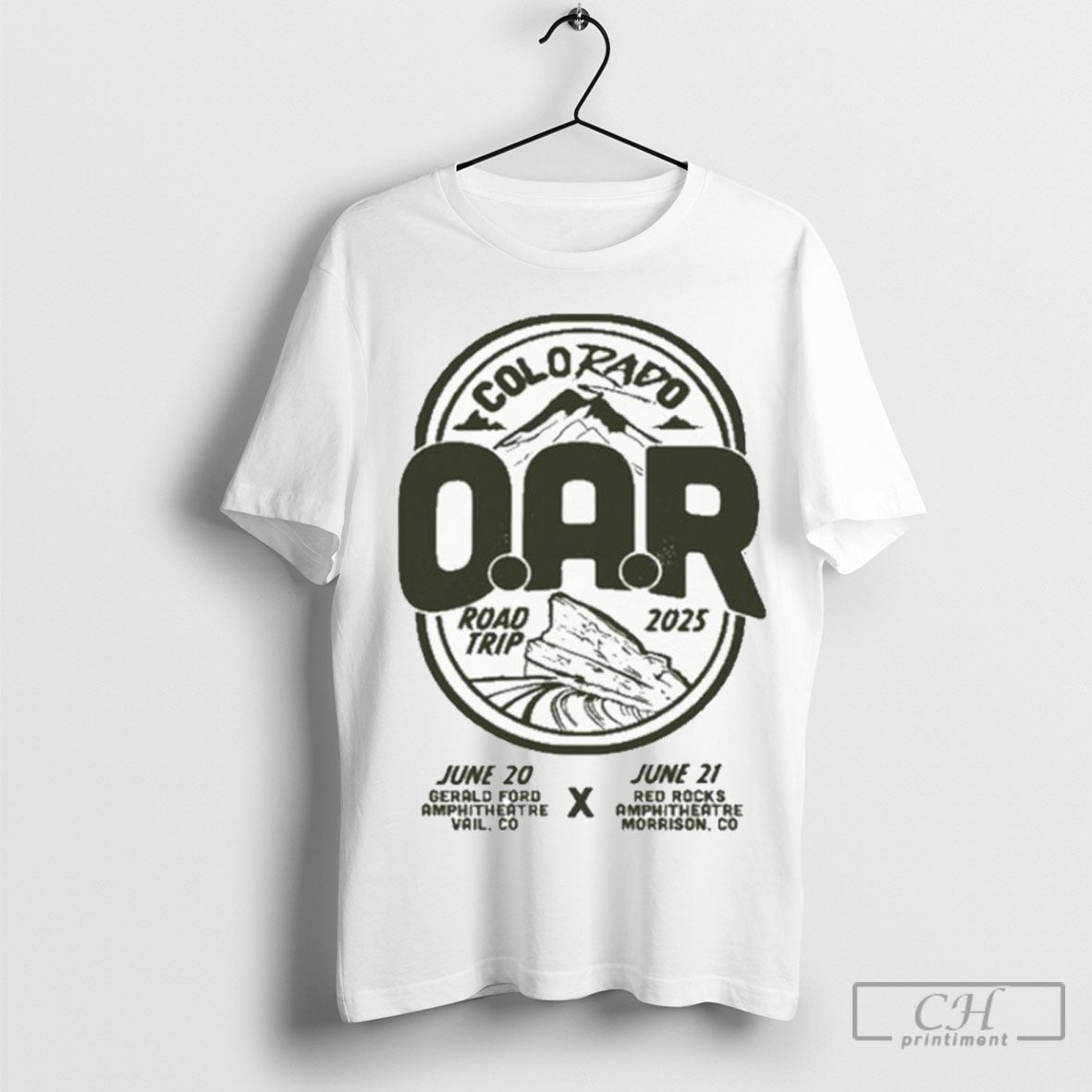 Official Oar Colorado Road Trip Red Rocks 2025 Tour - Adult & Kids T-Shirts, Sweatshirts & Hoodies apparel design preview 1