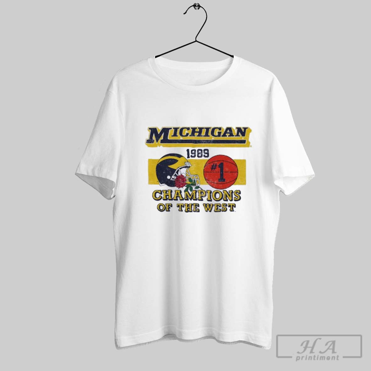 Official Michigan Football 1989 Champions Of The West - Adult & Kids T-Shirts, Sweatshirts & Hoodies apparel design preview 1