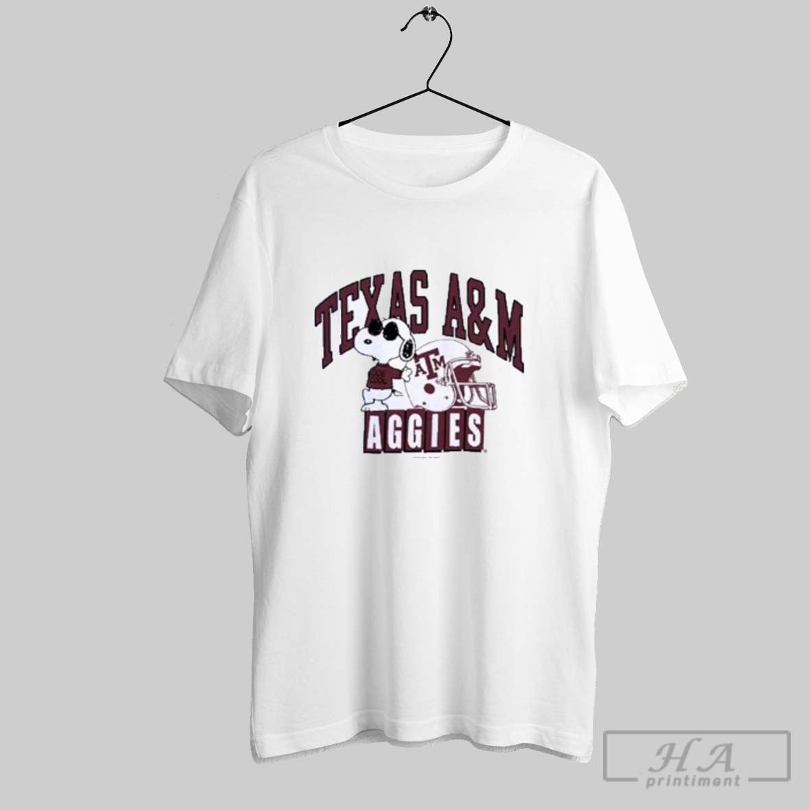 Official Peanuts X Texas Am Joe Cool Football - Adult & Kids T-Shirts, Sweatshirts & Hoodies apparel design preview 1