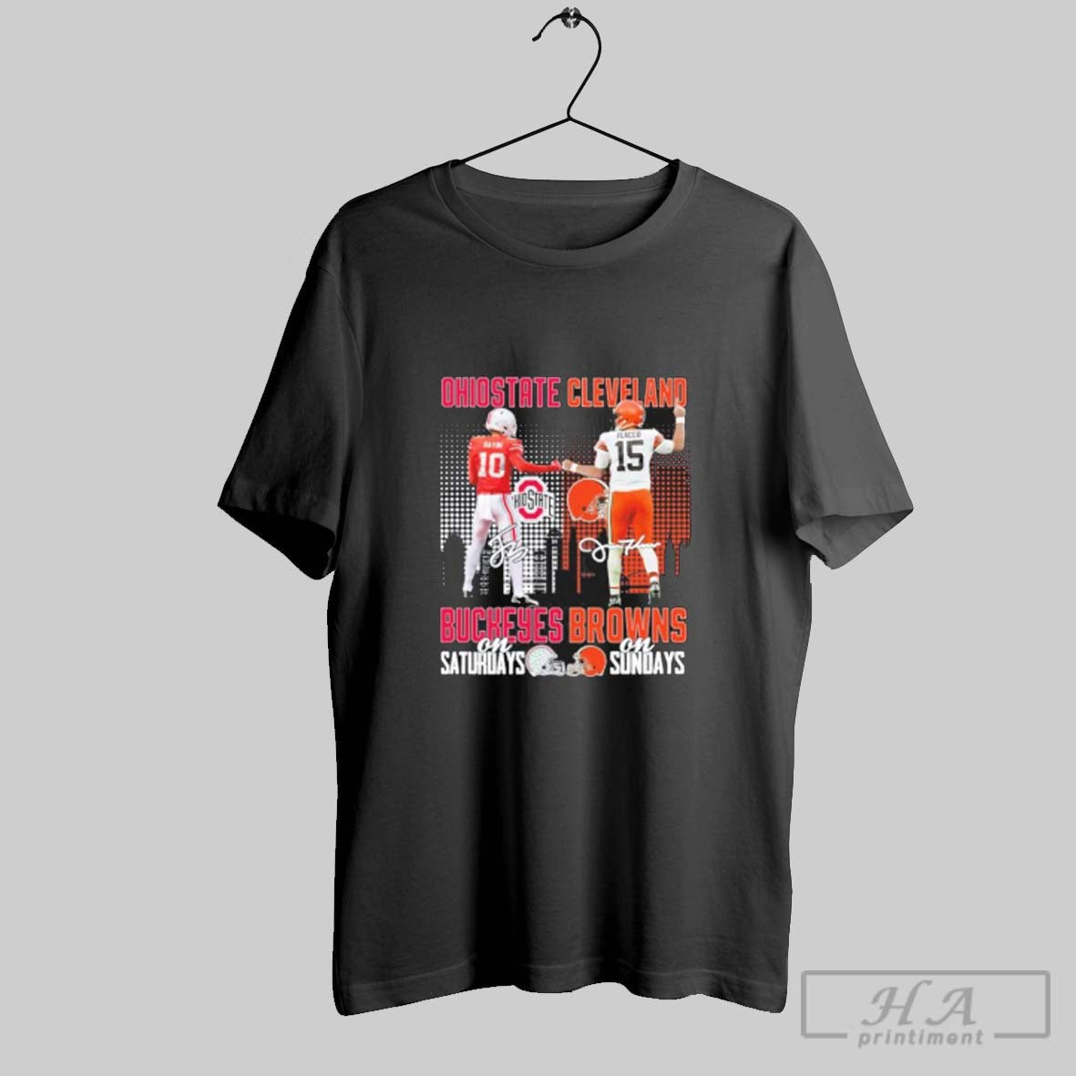 Official Sayin Buckeyes On Saturdays And Flacco - Adult & Kids T-Shirts, Sweatshirts & Hoodies apparel design preview 1