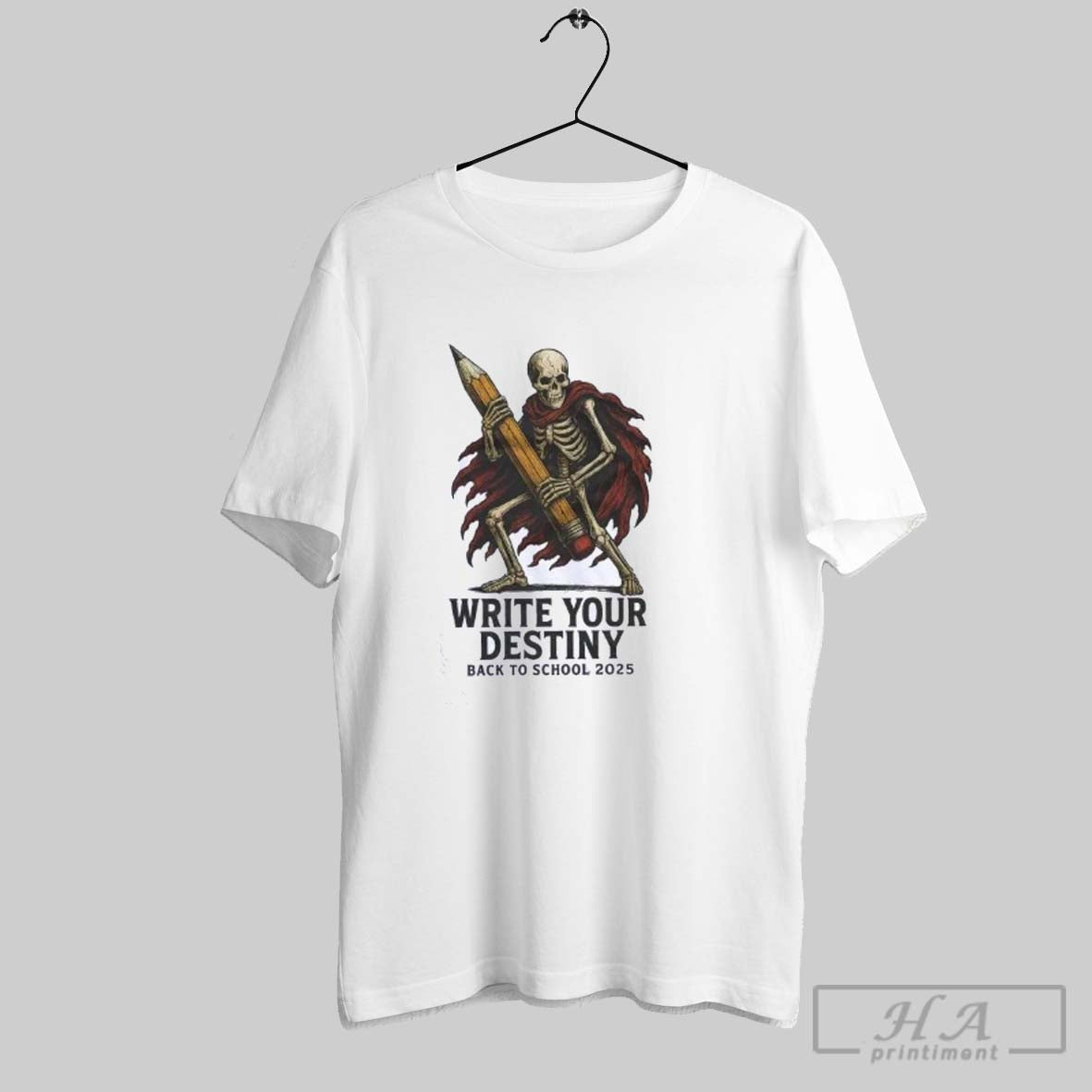 Official Skeleton Reading Write Your Destiny Back To - Adult & Kids T-Shirts, Sweatshirts & Hoodies apparel design preview 1
