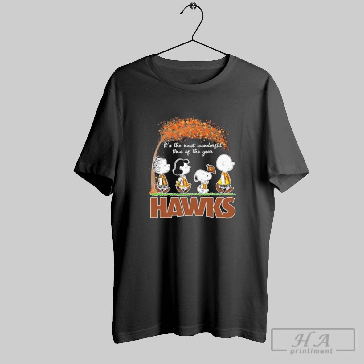 Official The Peanuts Walking X Hawthorn Hawks Its - Adult & Kids T-Shirts, Sweatshirts & Hoodies apparel design preview 1