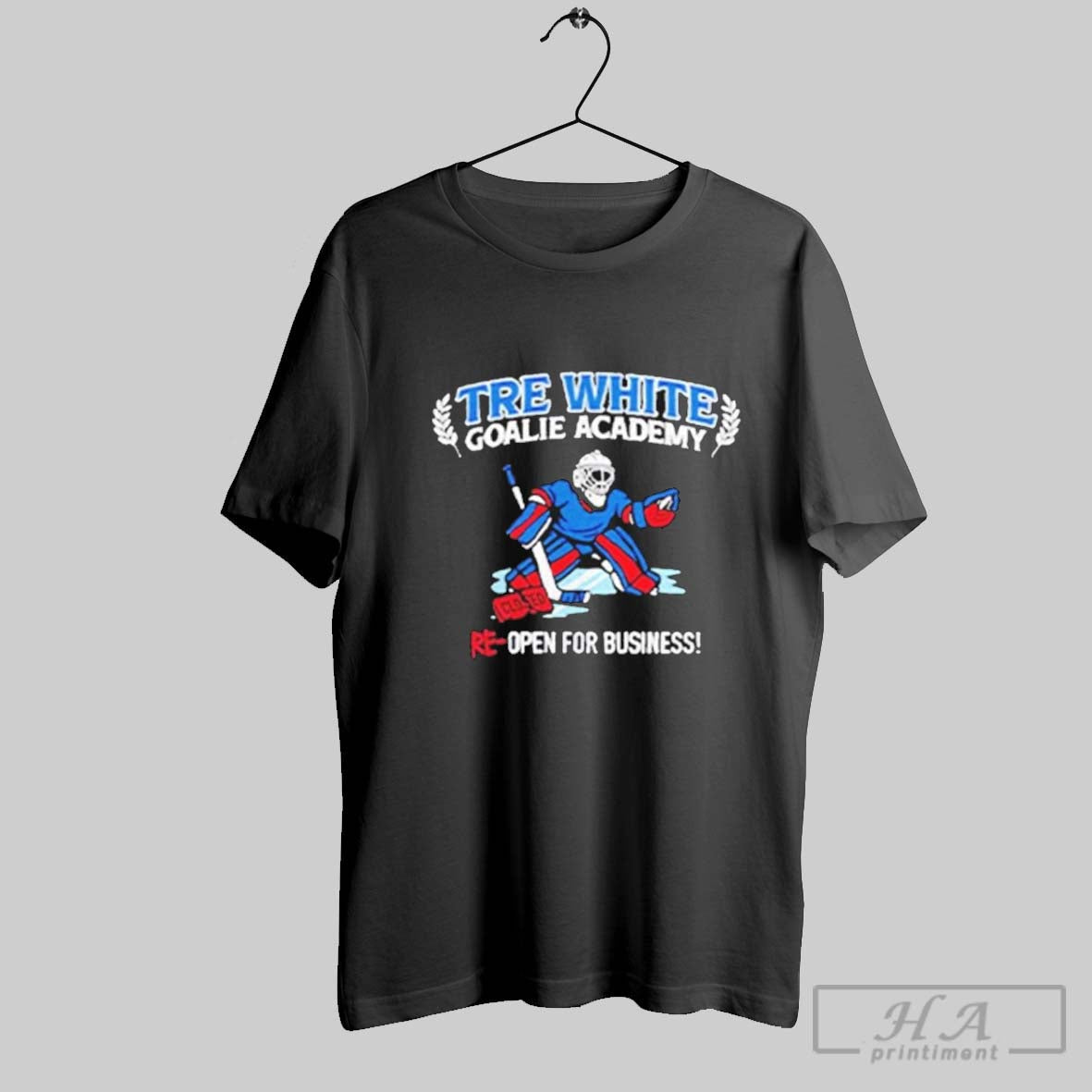 Official Tre White Goalie Academy Re Open For - Adult & Kids T-Shirts, Sweatshirts & Hoodies apparel design preview 1