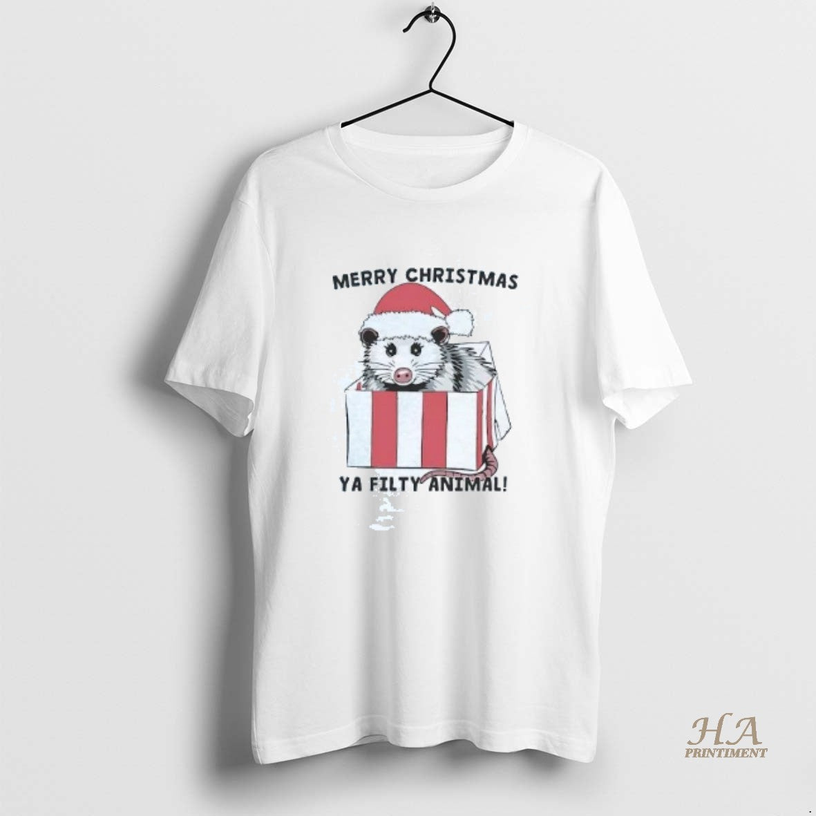 Official Opossum Merry Christmas Ya Filty Animal - Adult & Kids T-Shirts, Sweatshirts & Hoodies apparel design preview 1