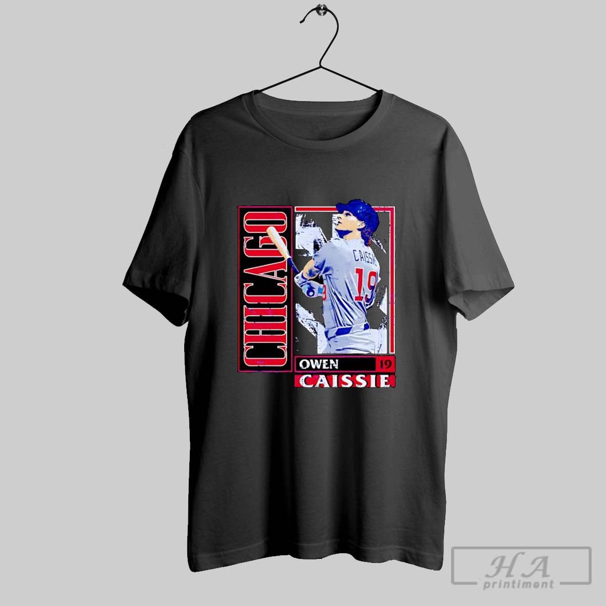 Official Owen Caissie Chicago Cubs Card Style Vintage - Adult & Kids T-Shirts, Sweatshirts & Hoodies apparel design preview 1