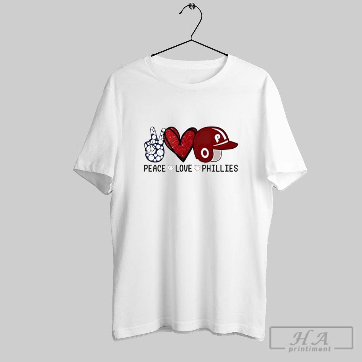 Official Peace Love Phillies Glitter Red Heart - Adult & Kids T-Shirts, Sweatshirts & Hoodies apparel design preview 1