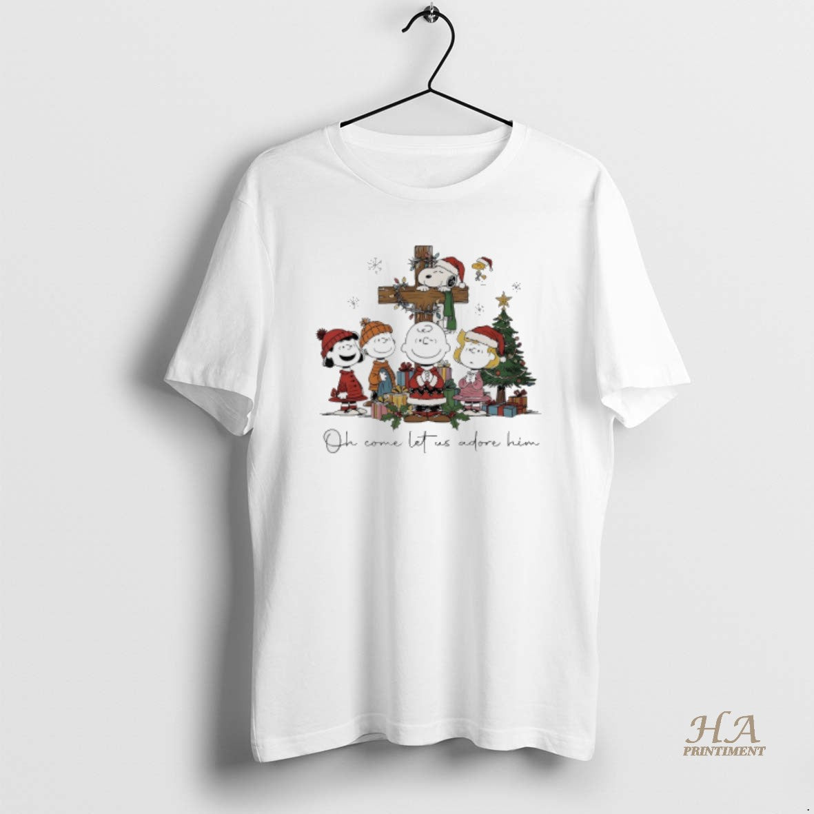 Official Peanuts Christmas 2025 Oh Come Let Us Adore - Adult & Kids T-Shirts, Sweatshirts & Hoodies apparel design preview 1