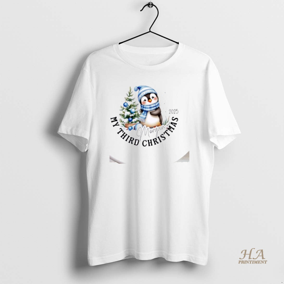 Official Penguin Hat Santa My Third Christmas Cute - Adult & Kids T-Shirts, Sweatshirts & Hoodies apparel design preview 1