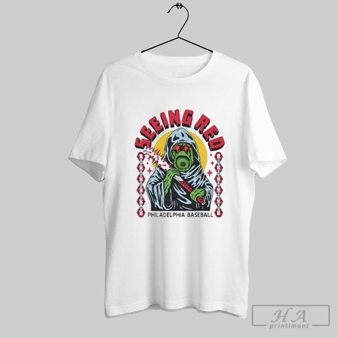 Official Philadelphia Phillies Phanatic Seeing Red - Adult & Kids T-Shirts, Sweatshirts & Hoodies apparel design preview 1