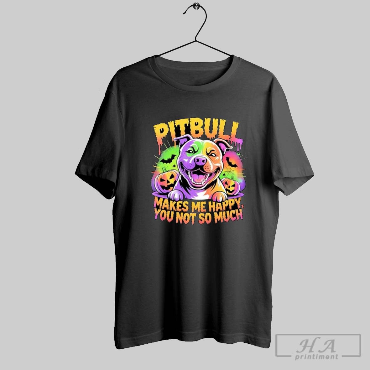Official Pitbull Makes Me Happy You Not So Much - Adult & Kids T-Shirts, Sweatshirts & Hoodies apparel design preview 1
