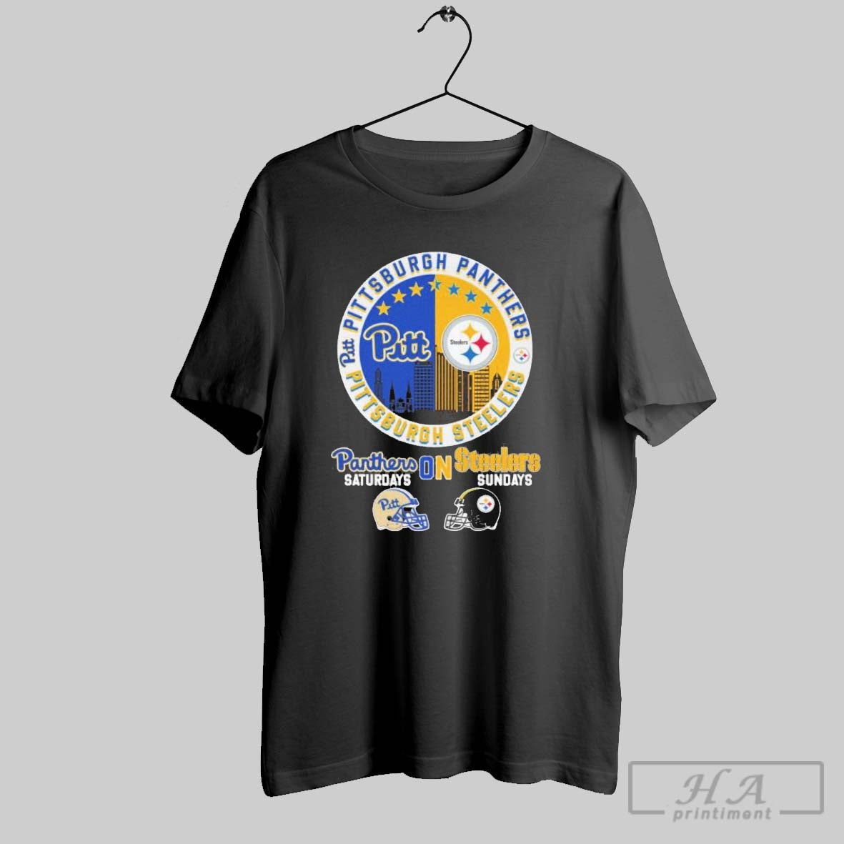 Official Pitt Panthers On Saturdays Steelers Sundays - Adult & Kids T-Shirts, Sweatshirts & Hoodies apparel design preview 1