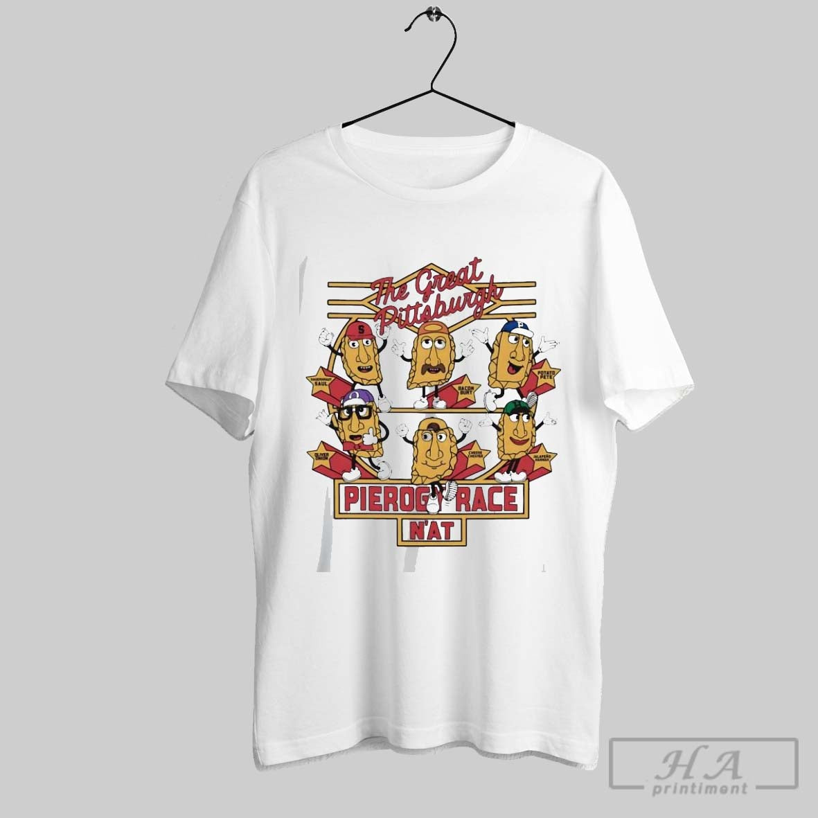 Official Pittsburgh Pirates The Great Pierogi Race - Adult & Kids T-Shirts, Sweatshirts & Hoodies apparel design preview 1