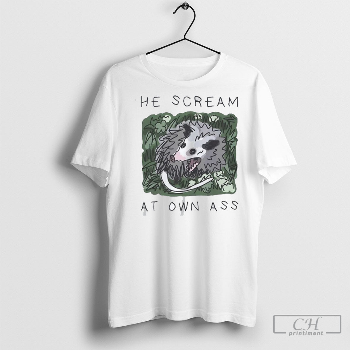 Official Possum He Scream At Own Ass Sweater - Adult & Kids T-Shirts, Sweatshirts & Hoodies apparel design preview 1