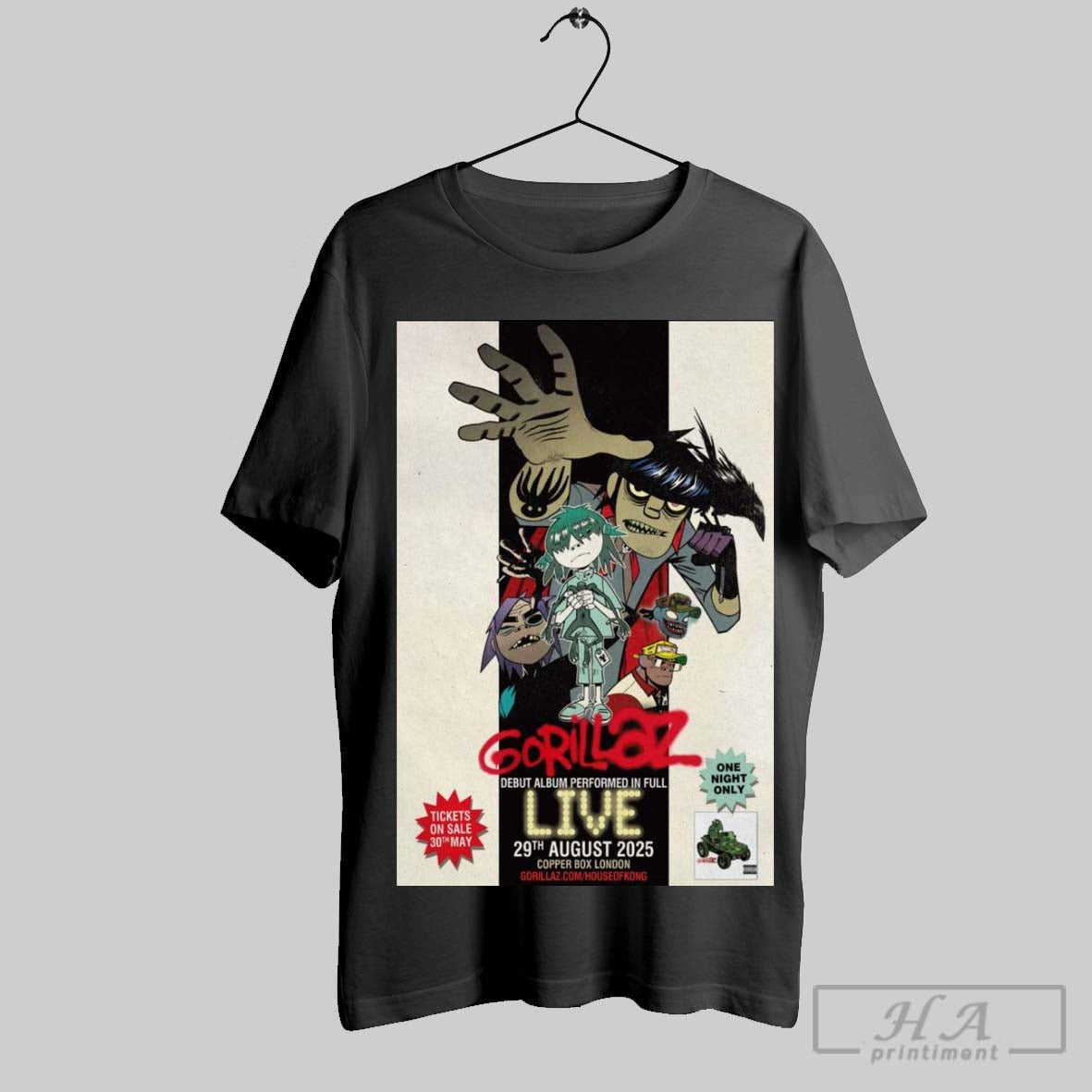 Official Poster Gorillaz Debut Album Performed In - Adult & Kids T-Shirts, Sweatshirts & Hoodies apparel design preview 1