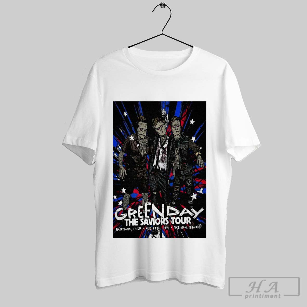 Official Poster Green Day The Saviors Tour August 30 - Adult & Kids T-Shirts, Sweatshirts & Hoodies apparel design preview 1