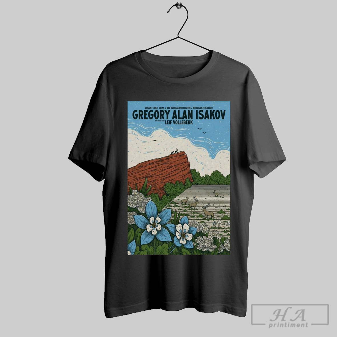 Official Poster Gregory Alan Isakov Red Rocks - Adult & Kids T-Shirts, Sweatshirts & Hoodies apparel design preview 1