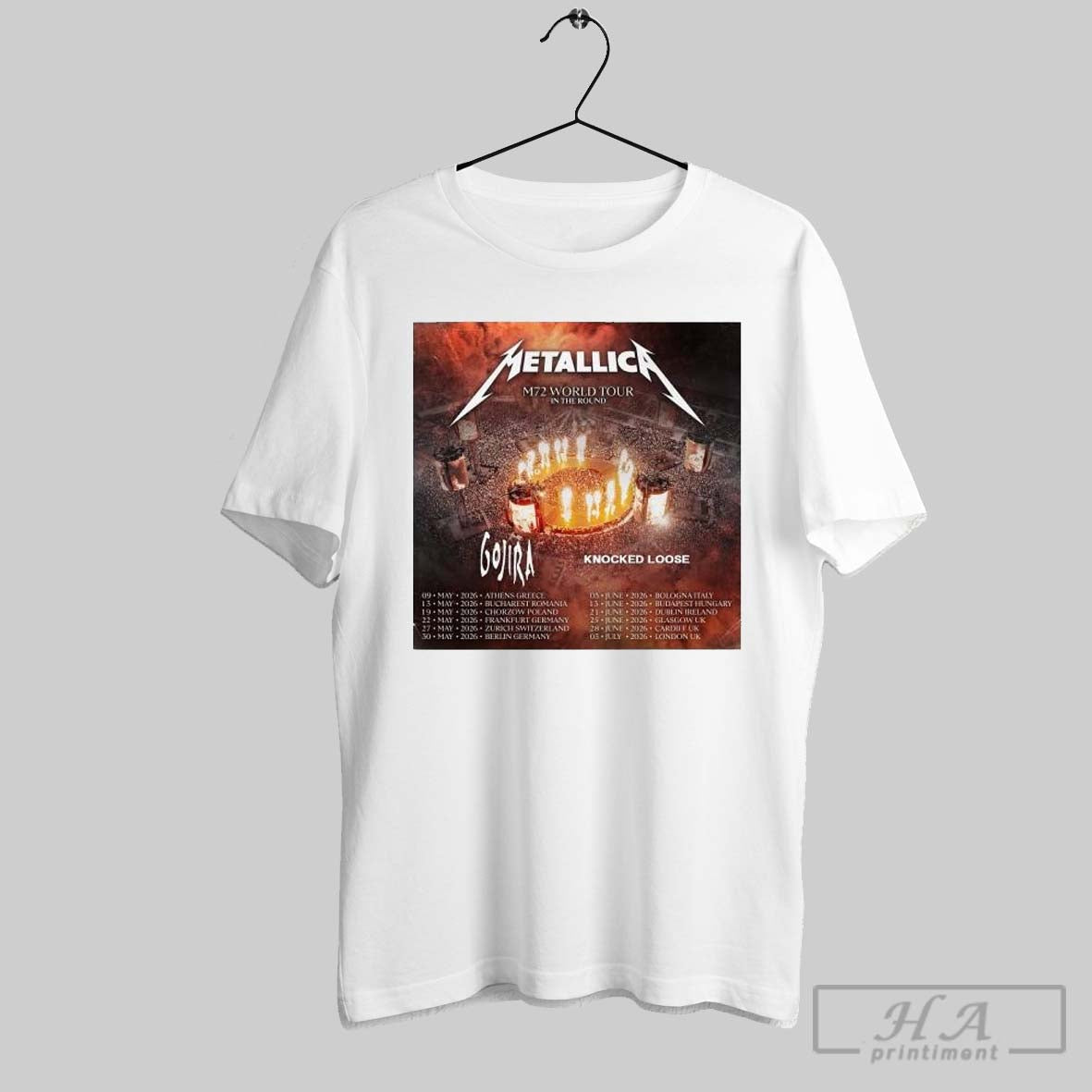 Official Poster Metallica M72 World Tour In The Round - Adult & Kids T-Shirts, Sweatshirts & Hoodies apparel design preview 1