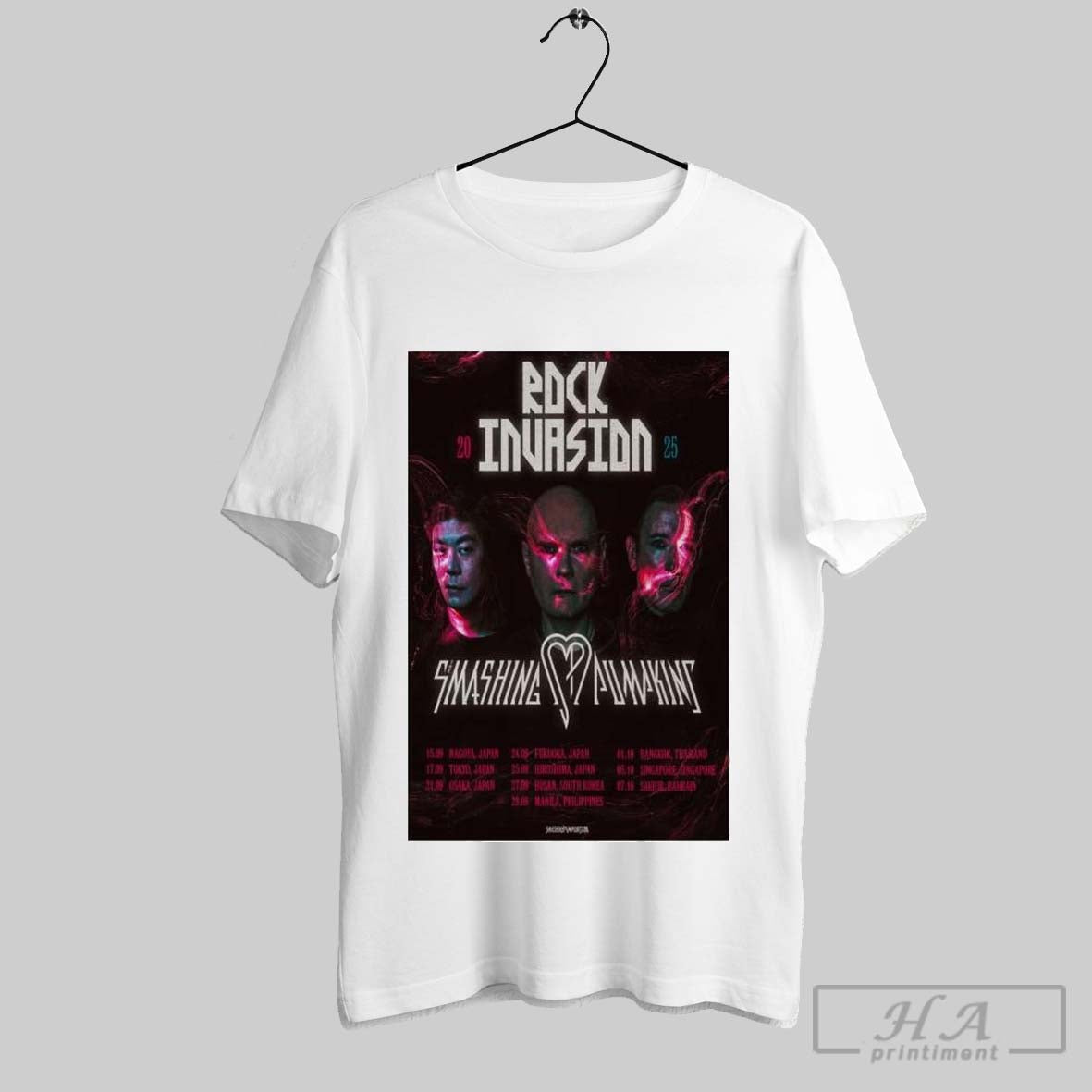 Official Poster Smashing Pumpkin Rock Invasion Tour - Adult & Kids T-Shirts, Sweatshirts & Hoodies apparel design preview 1
