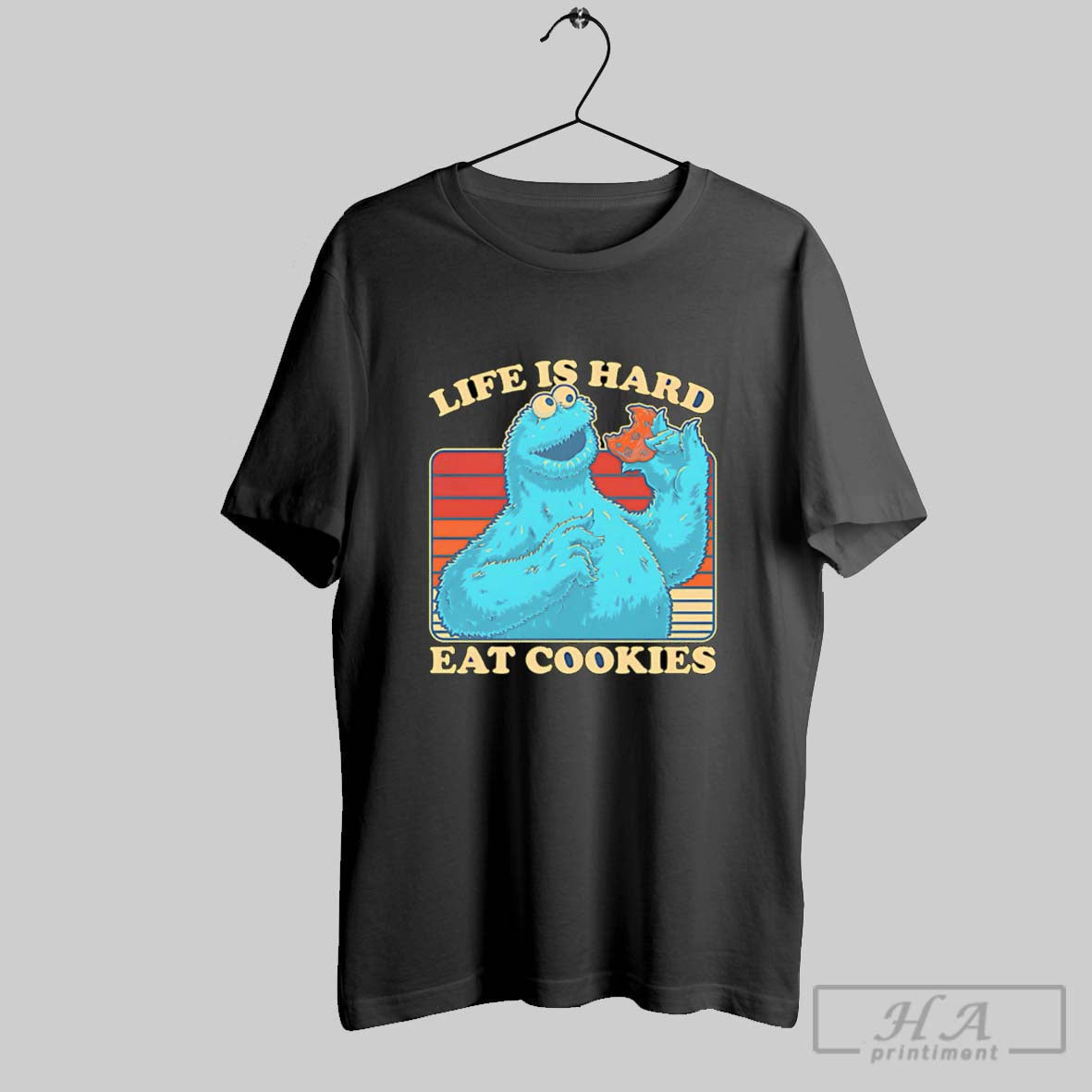 Official Puppet Life Is Hard Eat Cookies Poster - Adult & Kids T-Shirts, Sweatshirts & Hoodies apparel design preview 1