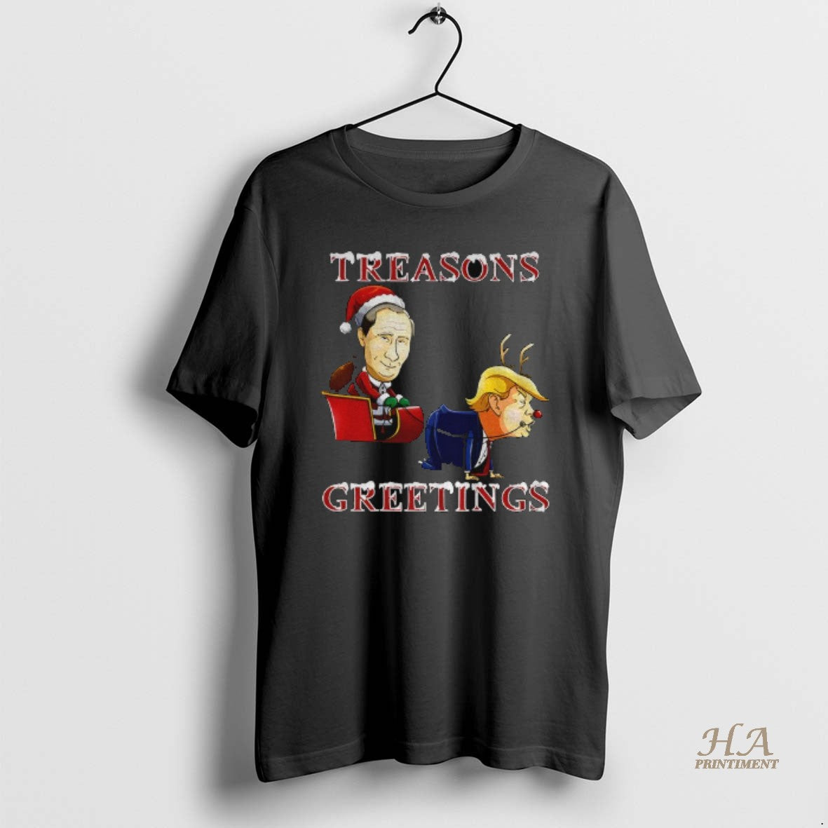 Official Putin Vs Donald Trump Treasons Greetings - Adult & Kids T-Shirts, Sweatshirts & Hoodies apparel design preview 1