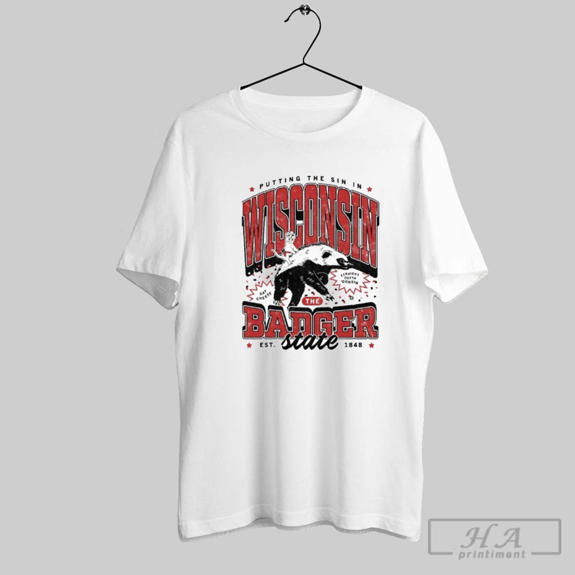 Official Putting In The Sin Wisconsin Badger State - Adult & Kids T-Shirts, Sweatshirts & Hoodies apparel design preview 1