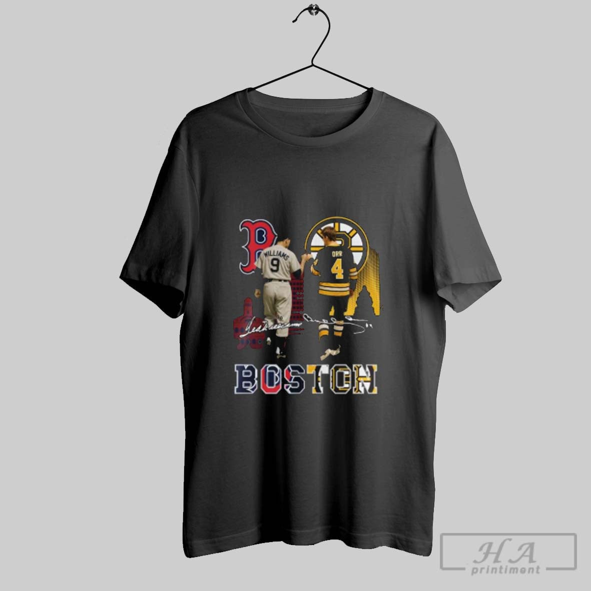 Official Red Sox Ted Williams And Bruins Bobby Orr - Adult & Kids T-Shirts, Sweatshirts & Hoodies apparel design preview 1