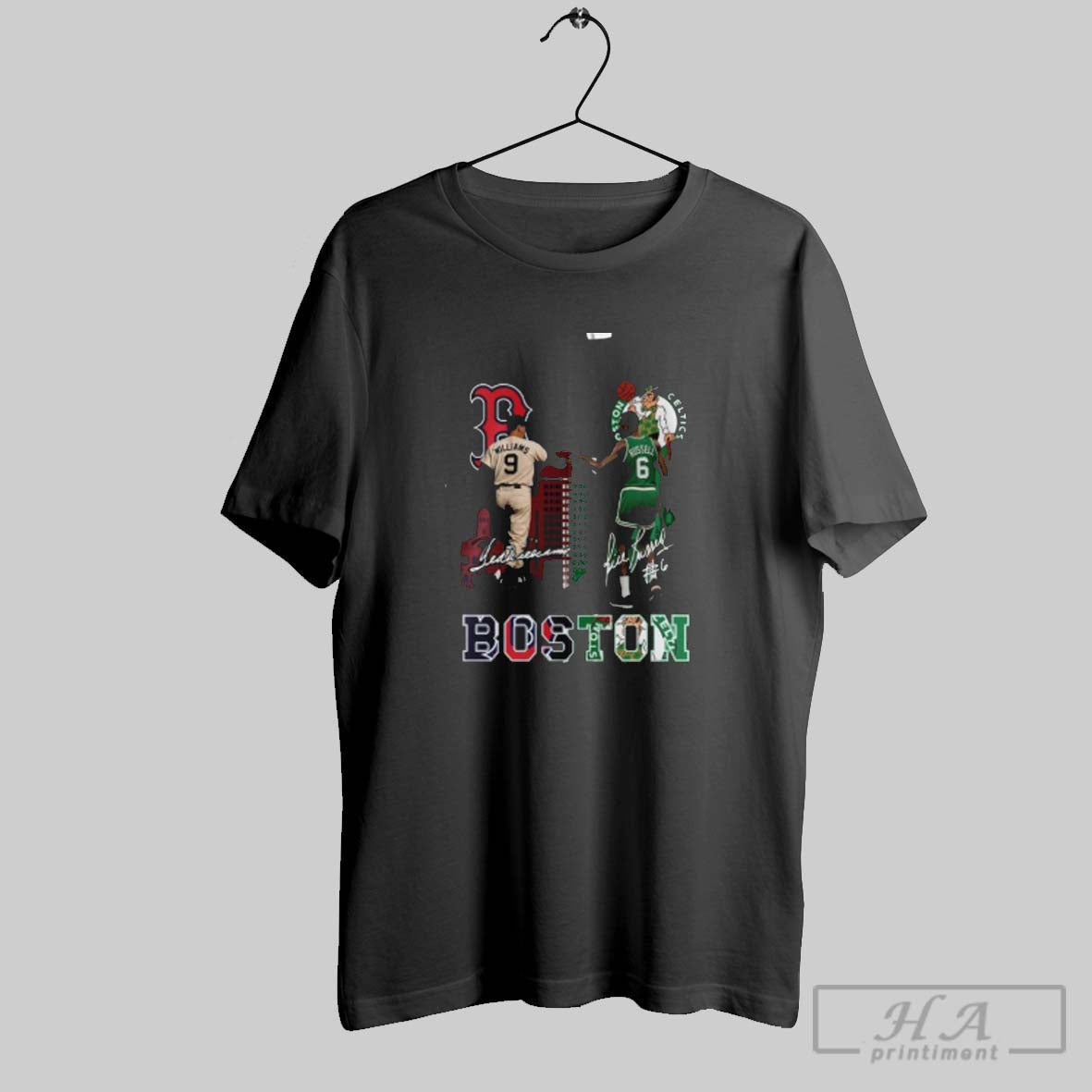 Official Red Sox Ted Williams And Celtics Bill - Adult & Kids T-Shirts, Sweatshirts & Hoodies apparel design preview 1