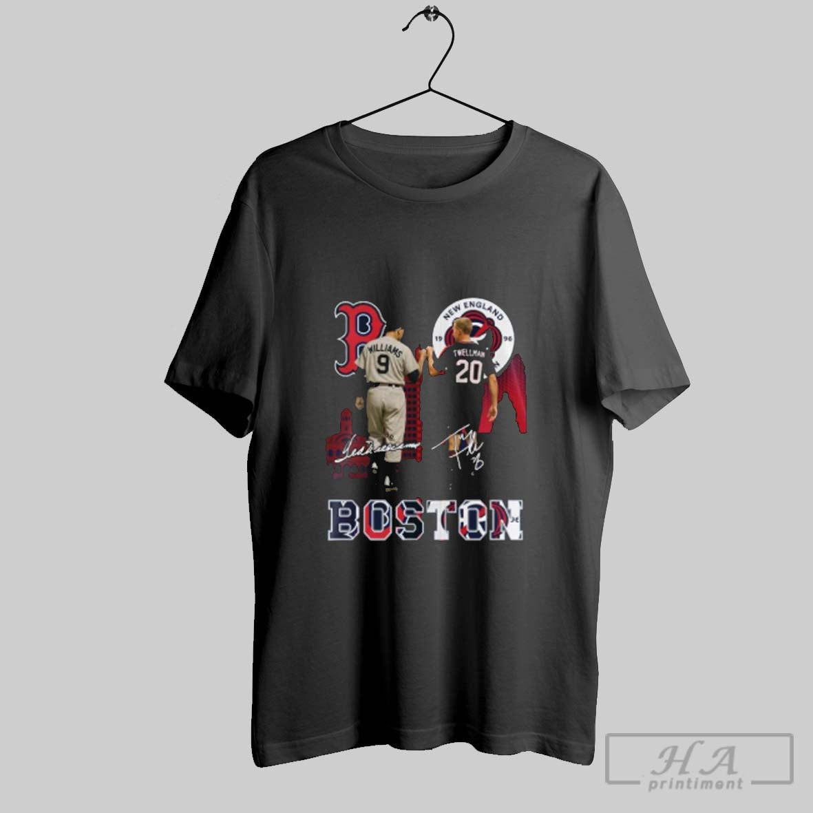 Official Red Sox Ted Williams And New England - Adult & Kids T-Shirts, Sweatshirts & Hoodies apparel design preview 1