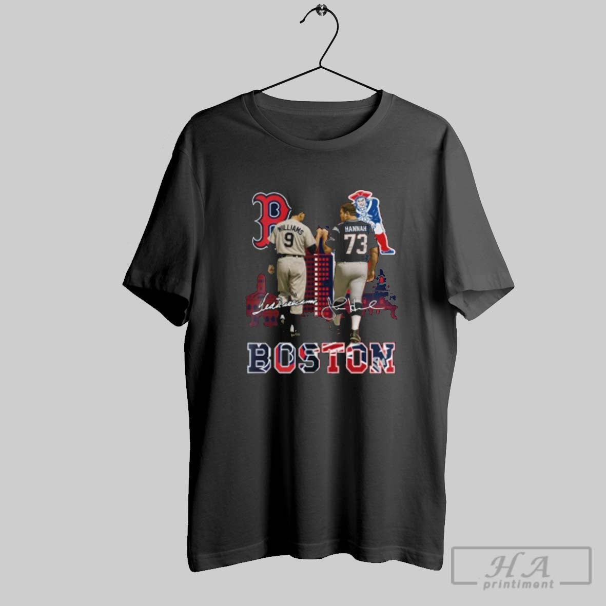 Official Red Sox Ted Williams And Patriots John - Adult & Kids T-Shirts, Sweatshirts & Hoodies apparel design preview 1