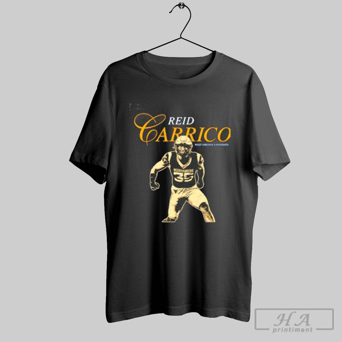 Official Reid Carrico West Virginia Football Ncaa - Adult & Kids T-Shirts, Sweatshirts & Hoodies apparel design preview 1