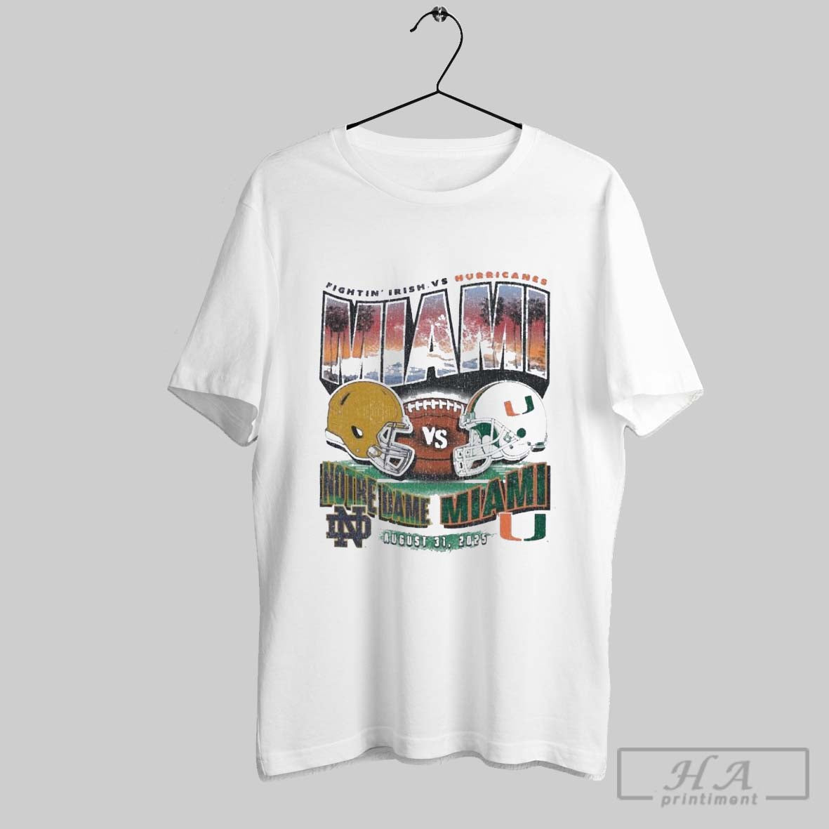 Official Retro Miami 2025 Gameday Notre Dame Vs - Adult & Kids T-Shirts, Sweatshirts & Hoodies apparel design preview 1