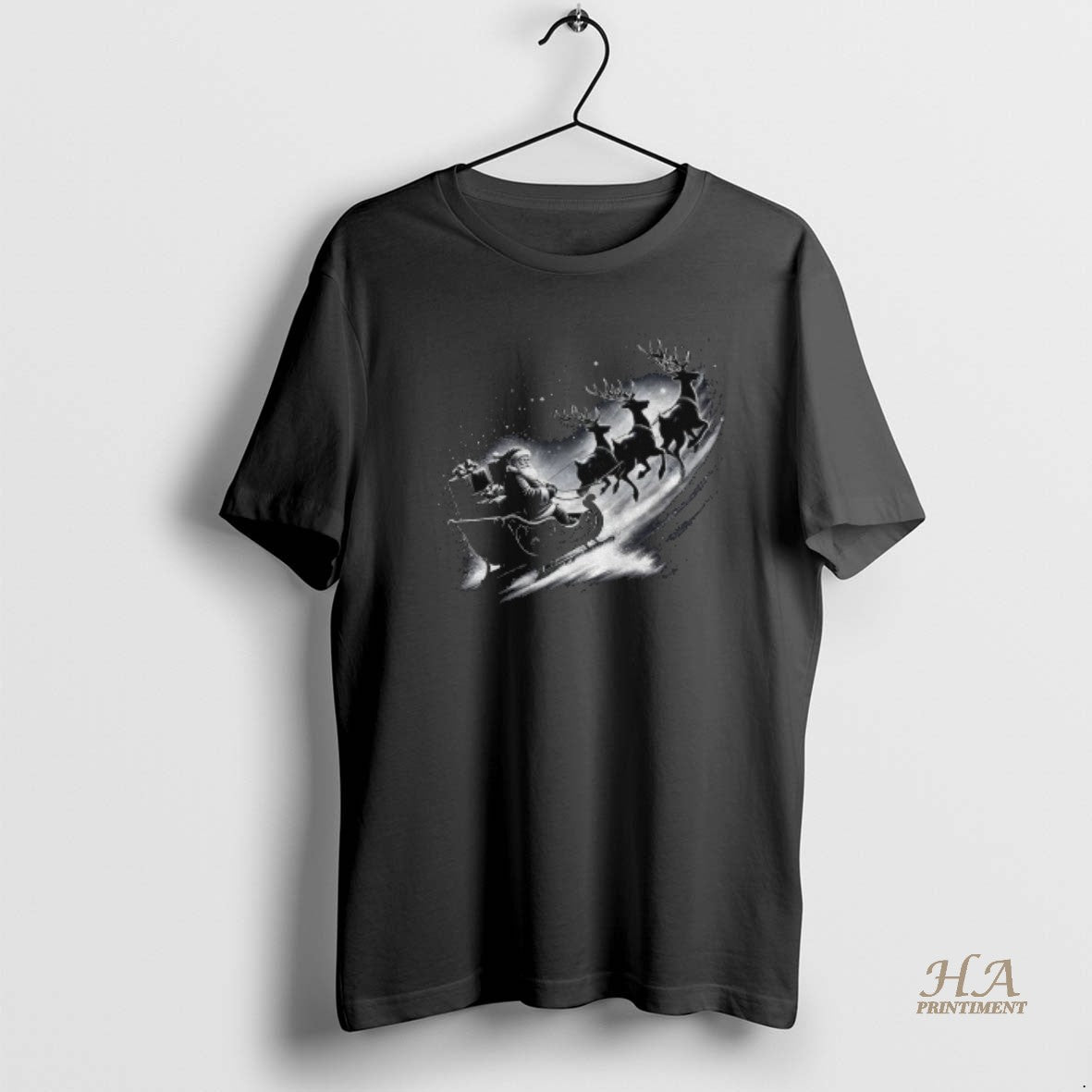 Official Retro Santa Claus Reindeer Night Sky - Adult & Kids T-Shirts, Sweatshirts & Hoodies apparel design preview 1