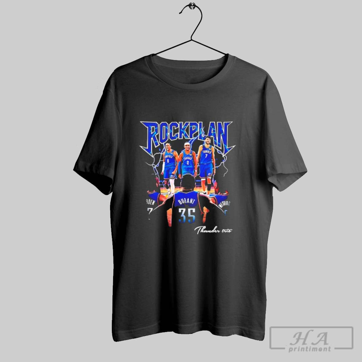 Official Rockplan Okc Thunder Nba Finals 2025 Trio - Adult & Kids T-Shirts, Sweatshirts & Hoodies apparel design preview 1