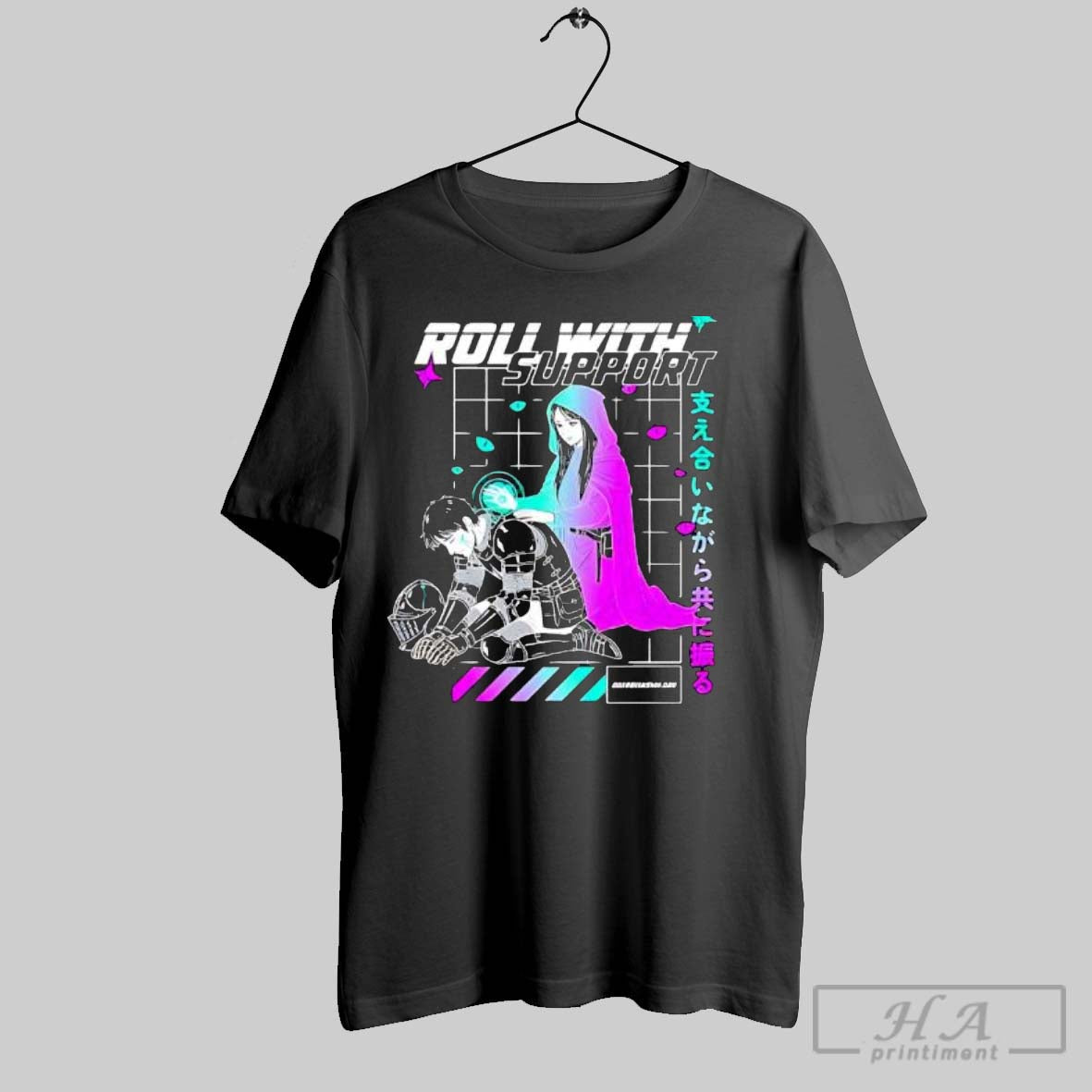 Official Roll With Support Retrowave - Adult & Kids T-Shirts, Sweatshirts & Hoodies apparel design preview 1